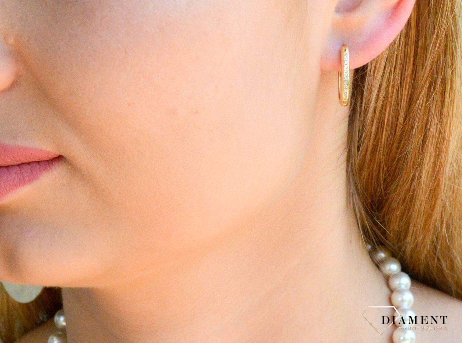 Złote kolczyki damskie 585 owalne z cyrkonią KL 11987.jpg